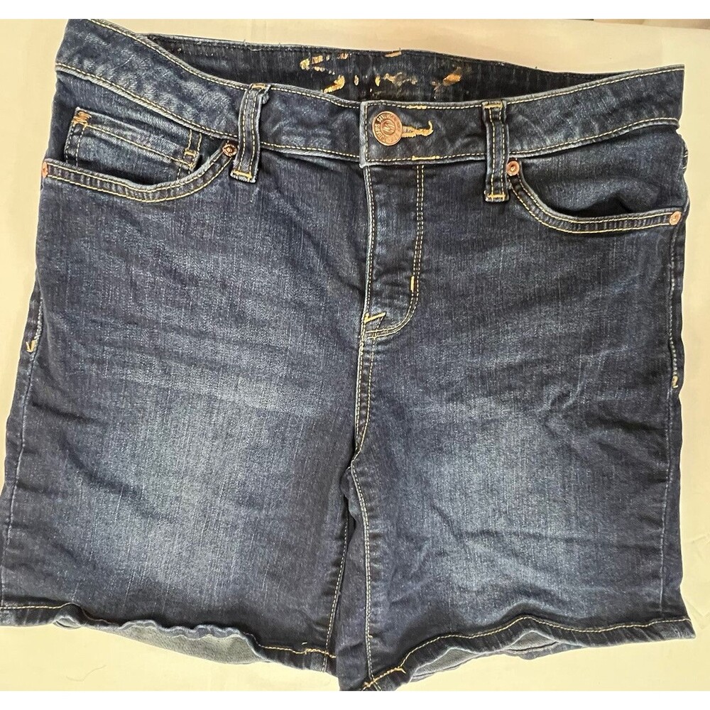 Seven7 Womens Dark Wash Pollack Raw Hem Blue Denim Weekend Shorts Size 4
